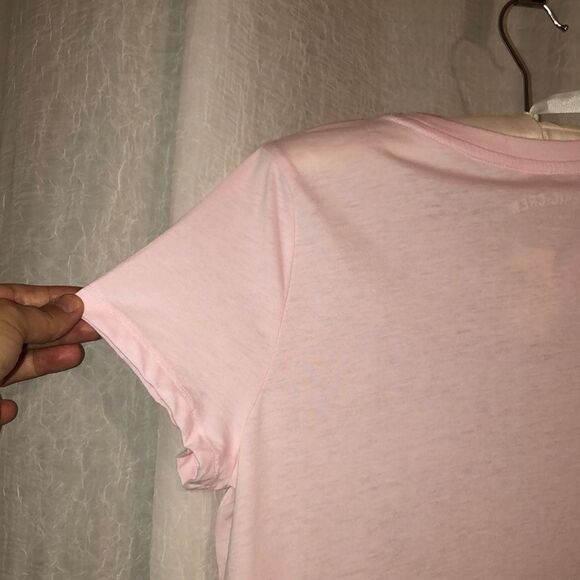 Aero XL Baby Pink Embroidered Navy Logo Classic Crew Short Sleeve Cotton Tee - Picture 7 of 8